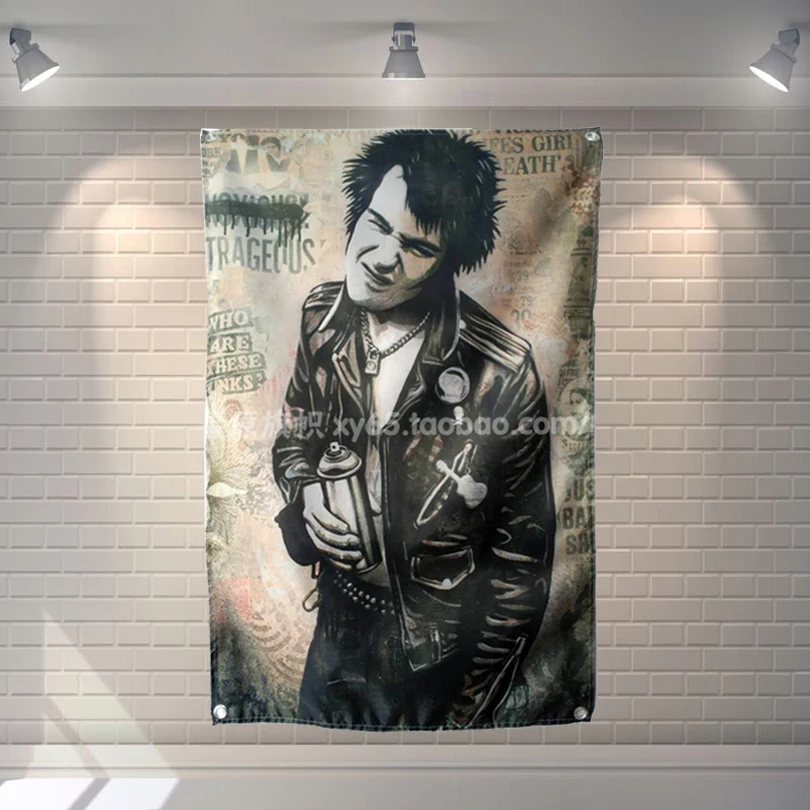 

"Sid punk band" Rock Band Banners Hanging Flag Wall Sticker Cafe Restaurant locomotive club Live Background Decoration