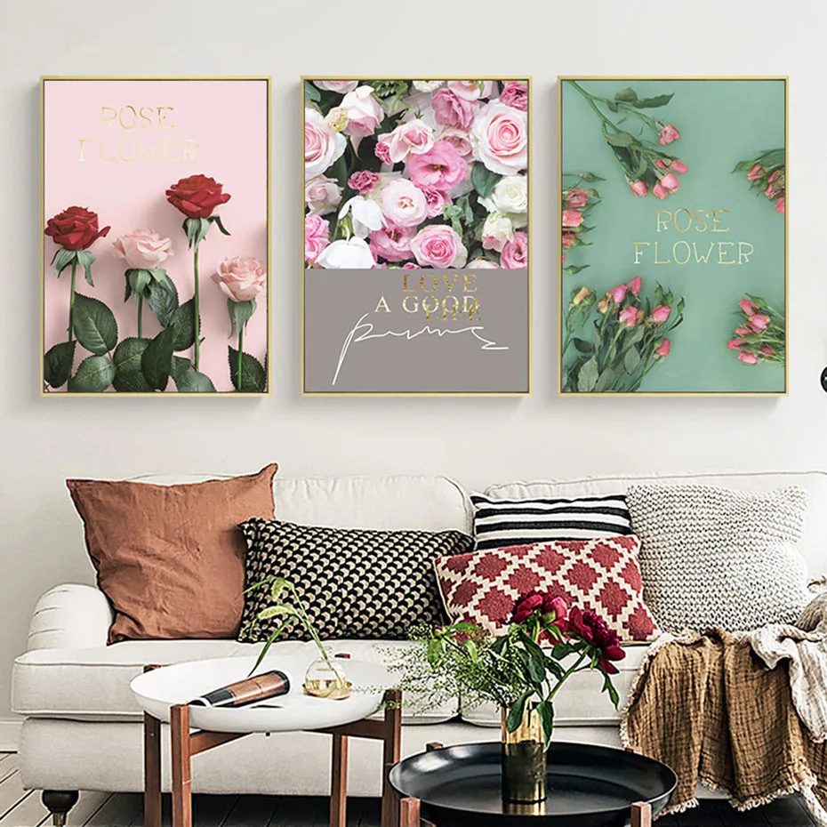 

Rose Flower Landscape Wall Art Canvas Painting Modern Poster And Canvas Painting Living Room Bedroom Home Decoration