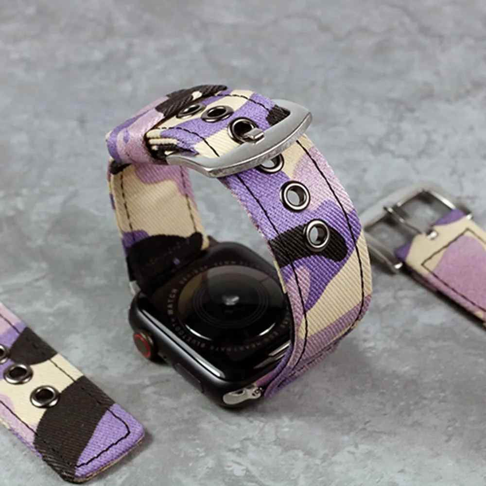 

Canvas Camouflage Watch Bracelet For Apple Watch Series 5 4 3 2 1 Wrist Strap For iWatch 44/40/42/38mm Watch Band Accessories