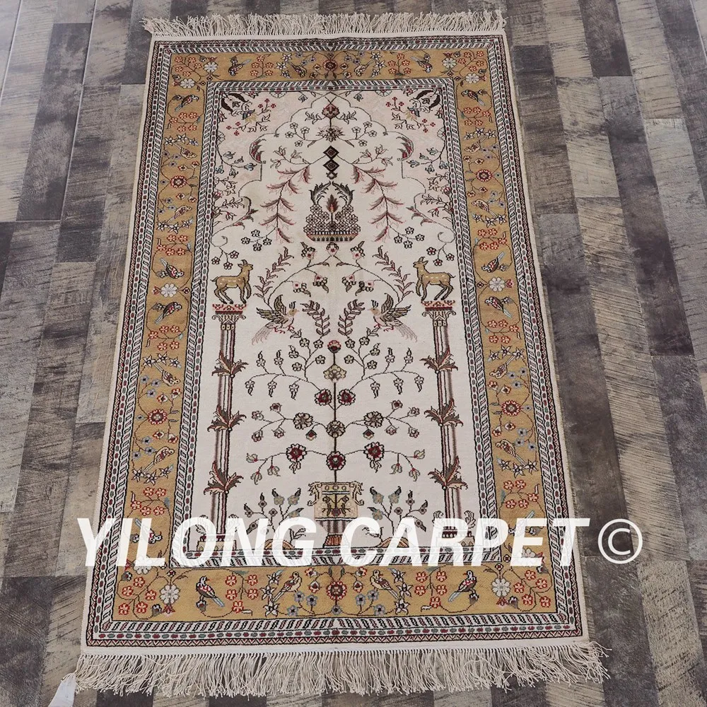 YILONG 3 'x 5' ручной работы восточные двери жизни ковер желтый и белый изысканный