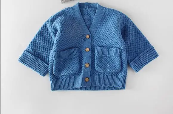 83004 Blue coat Детская зимняя одежда, осенняя вязаная одежда для малышей, Детский кардиган, пальто и куртка, свитер для маленьких мальчиков, кардиган для маленьких девочек - Цвет: 83004 Blue coat