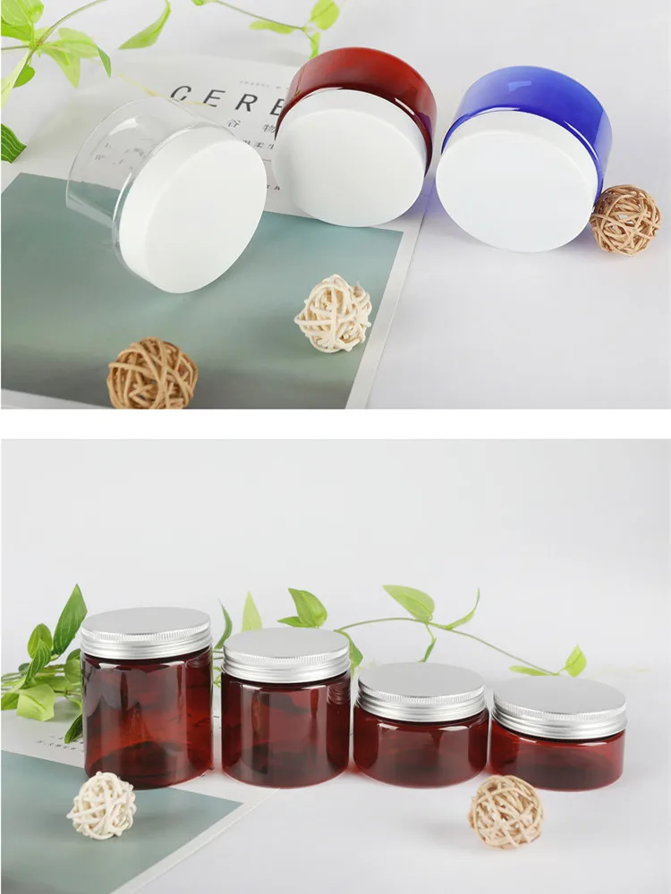 30 шт.* 100/150/200/250G крем баночки для крема пластиковый косметический контейнер Макияж маска бак, Упаковочная горшок банки Алюминий Кепки