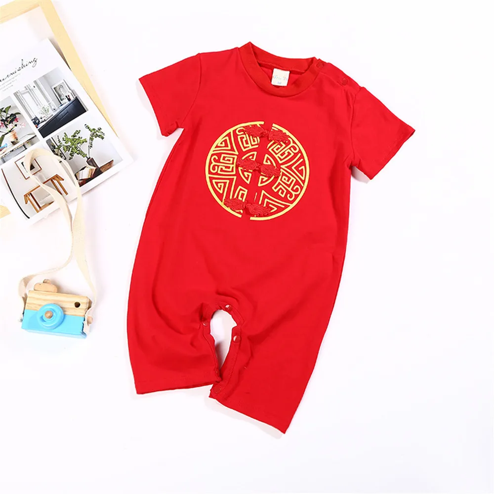 Chinese Style Traditional Embroidery Baby Rompers New Year Boys Girls Clothes Cotton Suit Infant Jumpsuits Costume | Детская одежда и