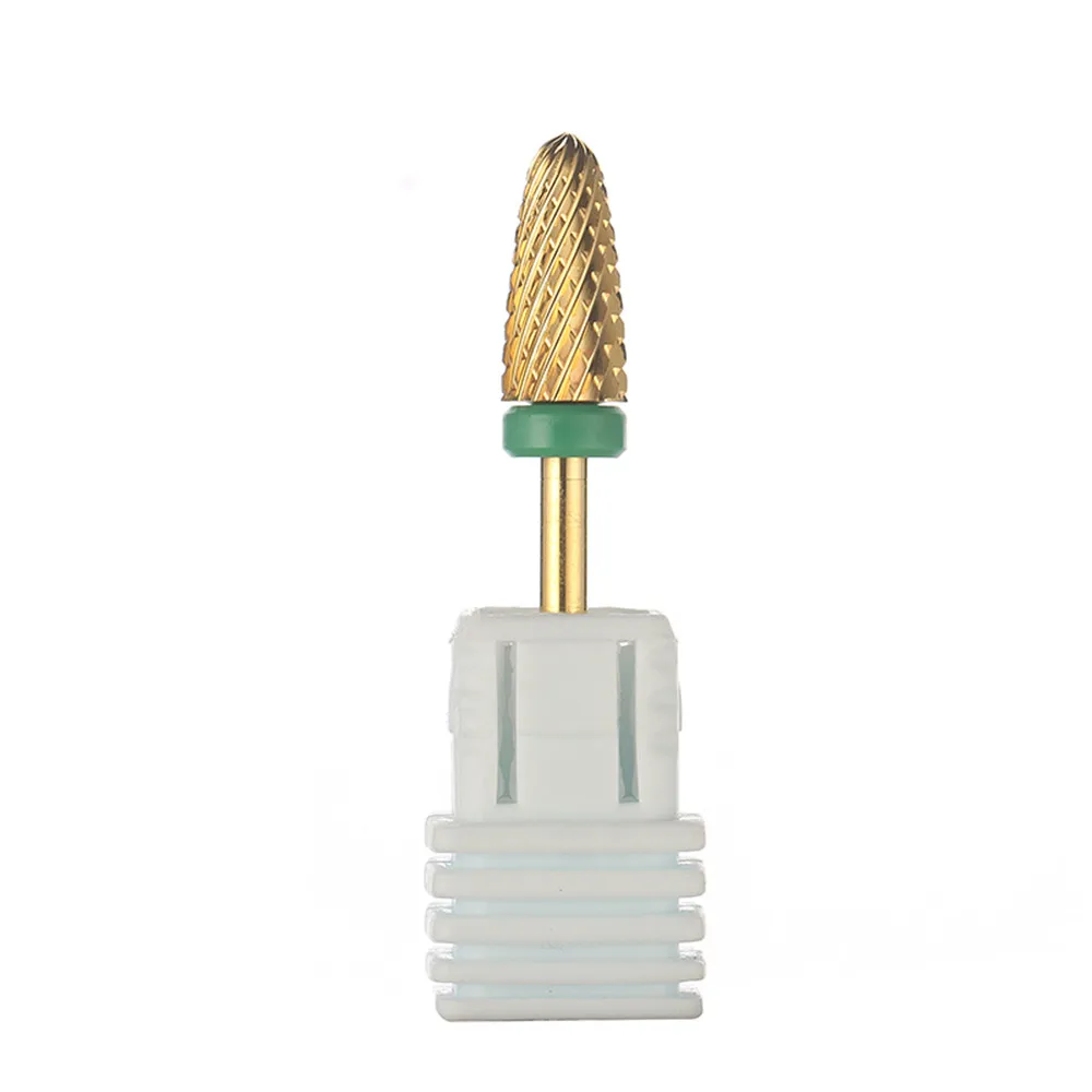 Gold Green SOTRLO 8 Тип ногтей сверла для электрической дрели маникюрная машина аксессуар Радуга карбид вольфрама керамическая фреза для ногтей - Цвет: Gold Green