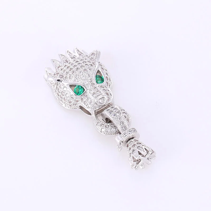European Hot Fashion Micro Pave Black Zircon Copper Leopard Head Jewelry Fittings For Bracelet Necklace Pendant Connector Clasps | Украшения