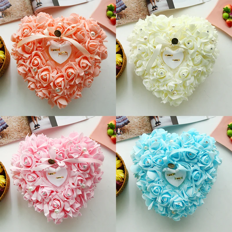 Бесплатная доставка цветок Сердце Дизайн свадебное кольцо Подушка Detalles Boda