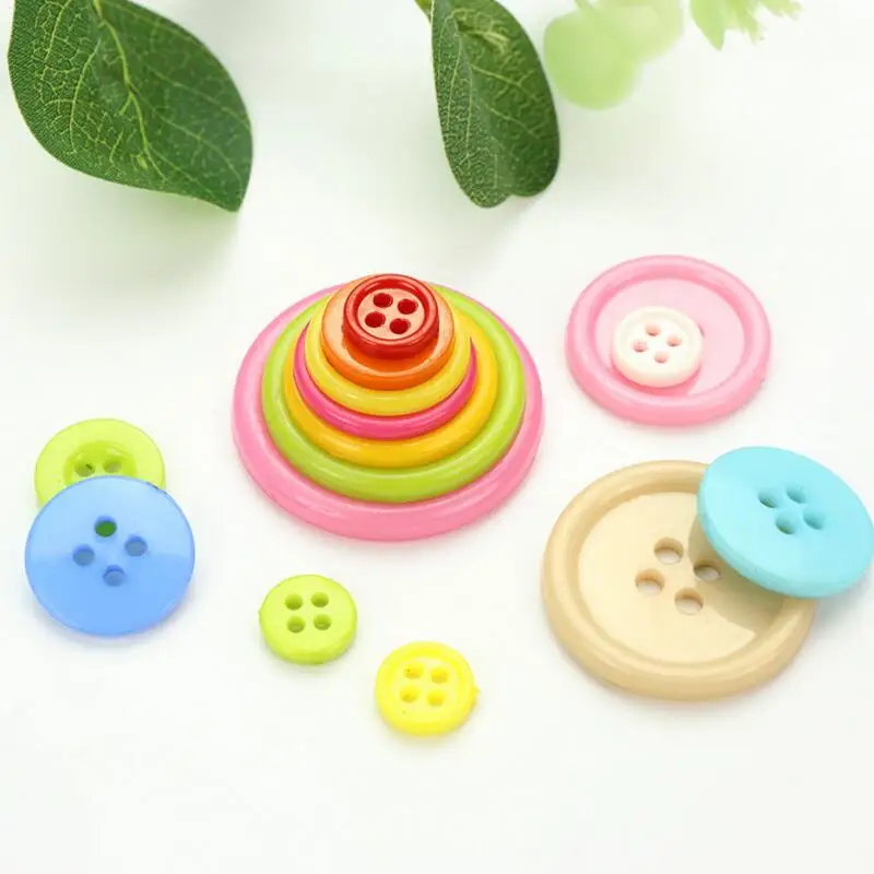 1000 шт./лот 10 мм/15 мм пластиковая кнопка для Color4 Holes Детская Кнопка сделай сам