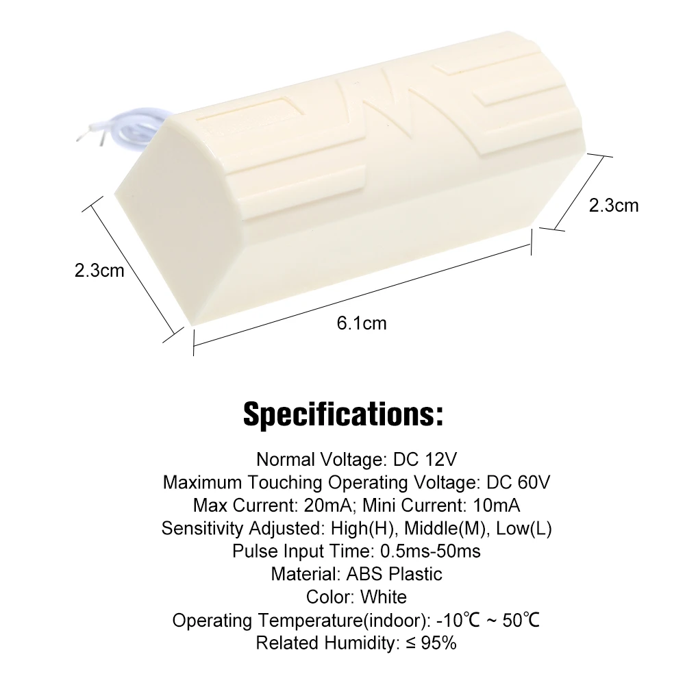 Белый проводной вибродатчик интеллектуальный цифровой уличный для сигнализации