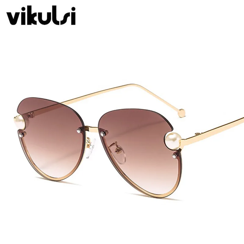 Летние Элегантные женские солнцезащитные очки с жемчугом кошачий глаз трендовые