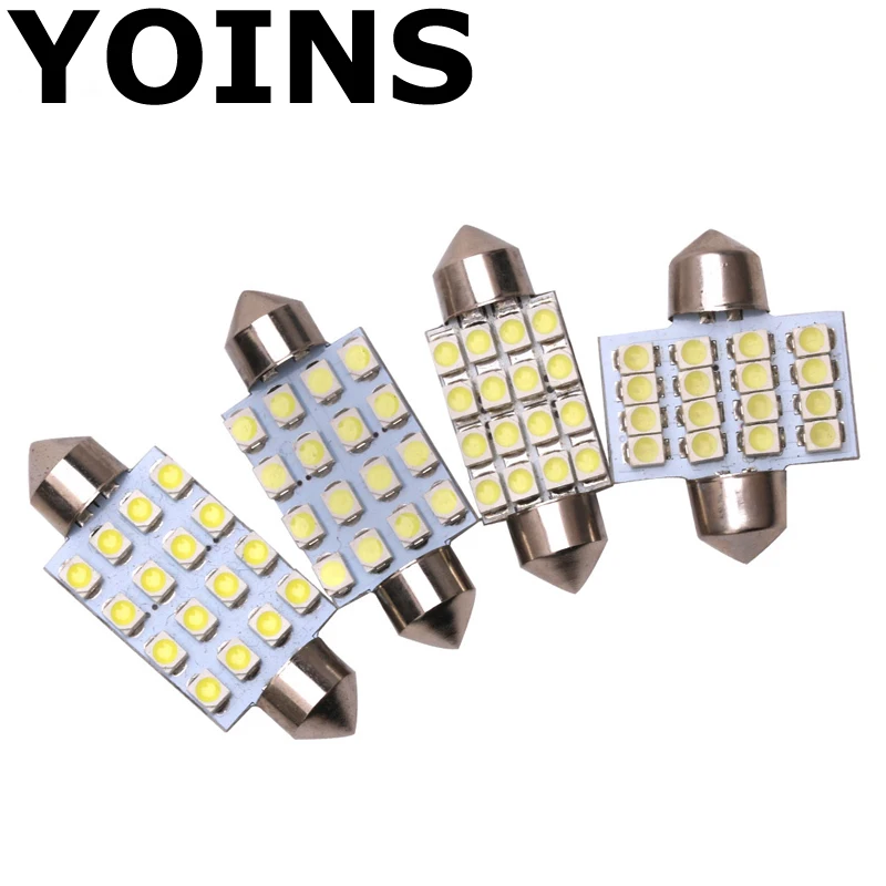1 шт. C5W светодиодный 31 36 39 42 мм 16 SMD чистый белый купол Festoon светильник для