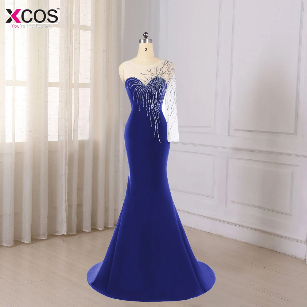 Robe De Soiree длинное зеленое вечернее платье с русалочкой вечерние элегантные платья на одно плечо с длинными рукавами