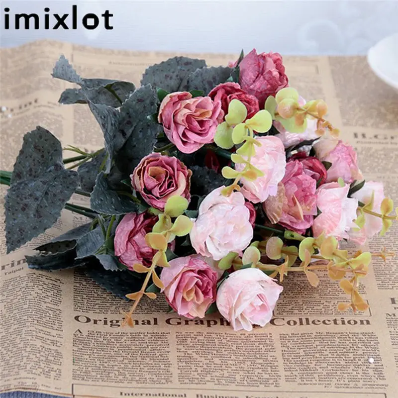 Imixlot 1 букет Новое поступление искусственные розы цветы для спальни гостиной