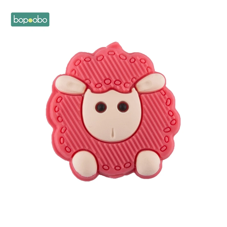 Red Sheep Bopoobo 3 шт. мини силиконовые бусины в виде животных, детский прорезыватель, Силиконовый грызунок «кролик», шарик, миниатюрный стержень для детей, силиконовый прорезыватель, ожерелье - Цвет: Red Sheep