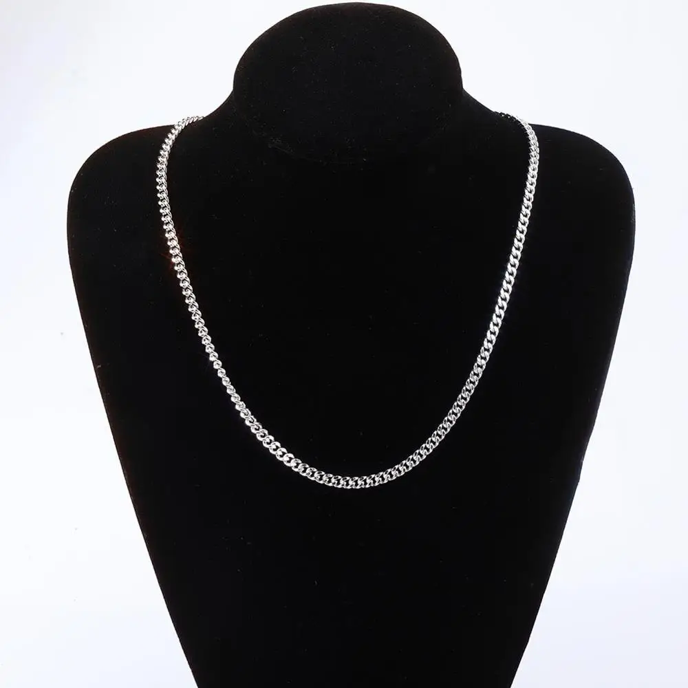 S925 стерлингового серебра Круглый Кубинский Цепочка на шею для мужчин женщин