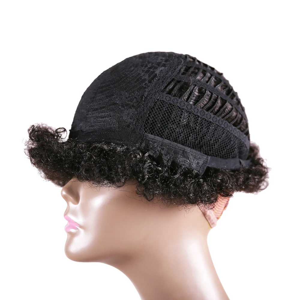 Средний коричневый 4 # короткие парики из человеческих волос афро кудрявые