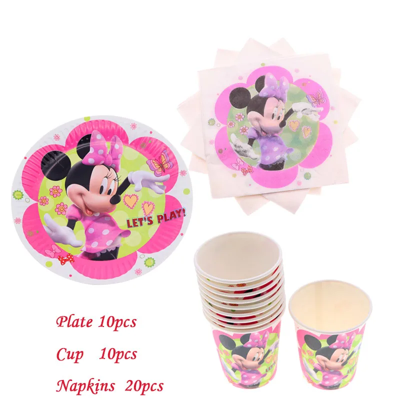 Minnie40pcs 40 шт./лот одноразовая посуда чашки пластины салфетки мерцание и Блеск День рождения Свадебные украшения принадлежности для детского душа - Цвет: Minnie40pcs