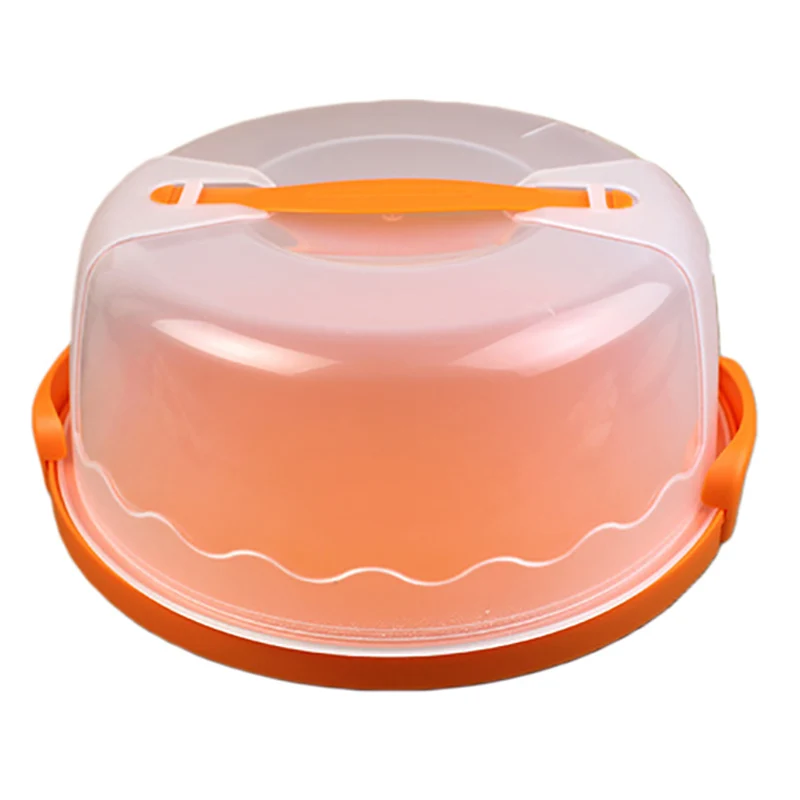 Orange Круглая переноска для торта, ручной пластиковый держатель для хранения кондитерских изделий, контейнер для десерта, чехол, принадлежности для дня рождения, свадьбы, вечеринки - Цвет: Orange