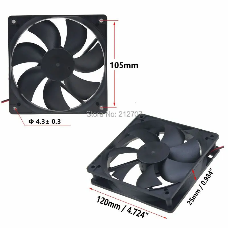 5 шт. Gdstime высокоскоростной 12025 120 мм 12 см 120x120x25 мм 12 В 2Pin DC источник питания шарикоподшипник Вентилятор охлаждения