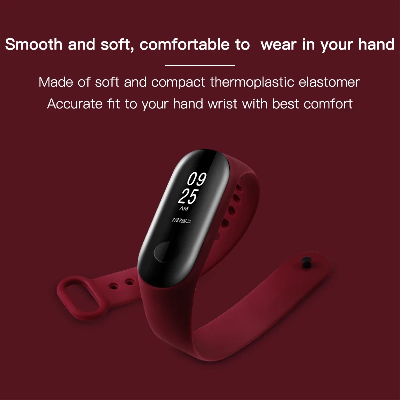 BOORUI новейший mi band 3 ремешок pulsera mi band 3 ремешок Силиконовый Модный ремешок на запястье Замена для xiaomi mi 3 Смарт-браслеты