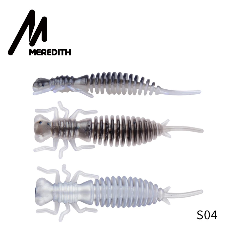 S04 От магазина MEREDITH 8 шт./лот личинка реалистичный живых насекомых 1,7g 62 мм с наружной резьбой Мягкие Приманки форель червь приманки, мягкие приманки для рыболовных снастей - Цвет: S04