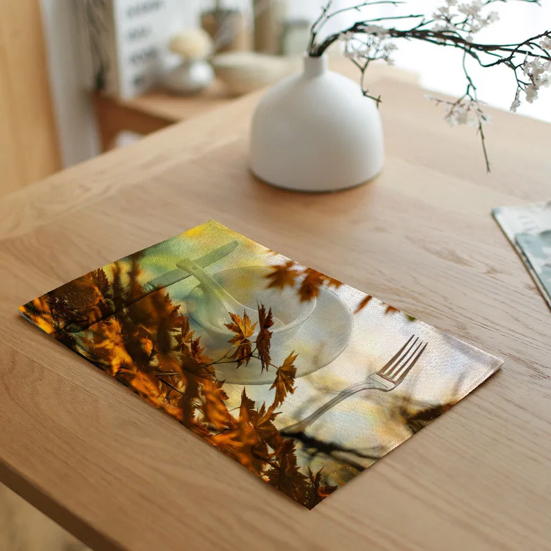 Detailed Landscape Pattern Table Mat Placemat Decoration Forest Napkin Wedding Place Food Supplies | Дом и сад