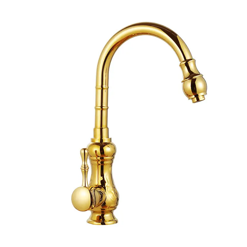 Золотой/античный кран для раковины Искусство Резные холодной и горячей ванной