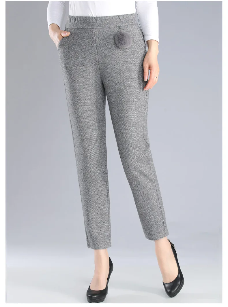 XJXKS pantaloni donna, высококачественные теплые женские штаны-шаровары, удобные модные однотонные повседневные женские брюки с украшением