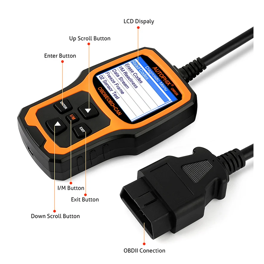 Autophix OM126 Авто БД OBDII Автомобильный сканер универсальный автомобильный код