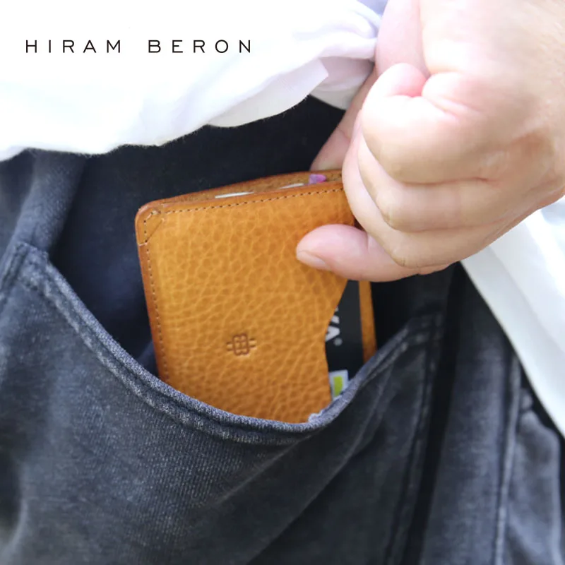 Кошелек Hiram Beron мужской тонкий бумажник из кожи растительного дубления под заказ