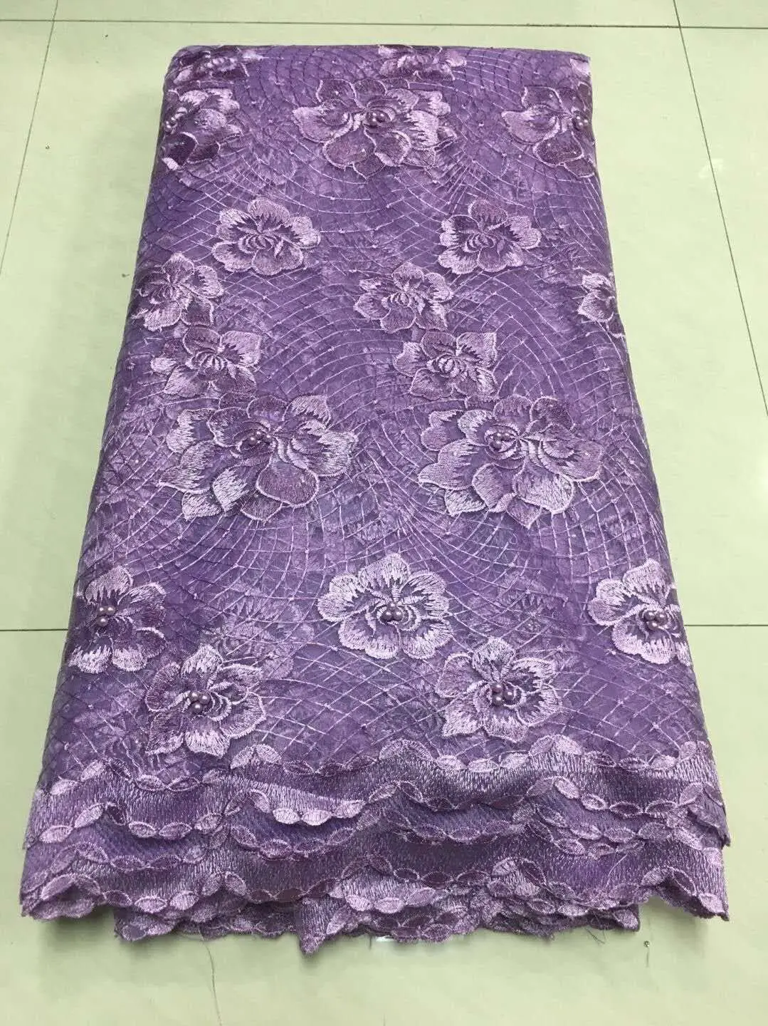 

Latest African Magenta African Lace Fabric 2018 High Quality African Tulle Lace Fabric Luxury Design with Full Stones ZJ019