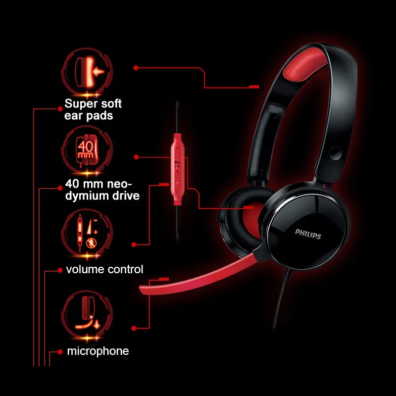 Игровые наушники Philips SHG7210 с микрофоном 2 м|game headphones|game headphones with microphoneheadphones microphone |