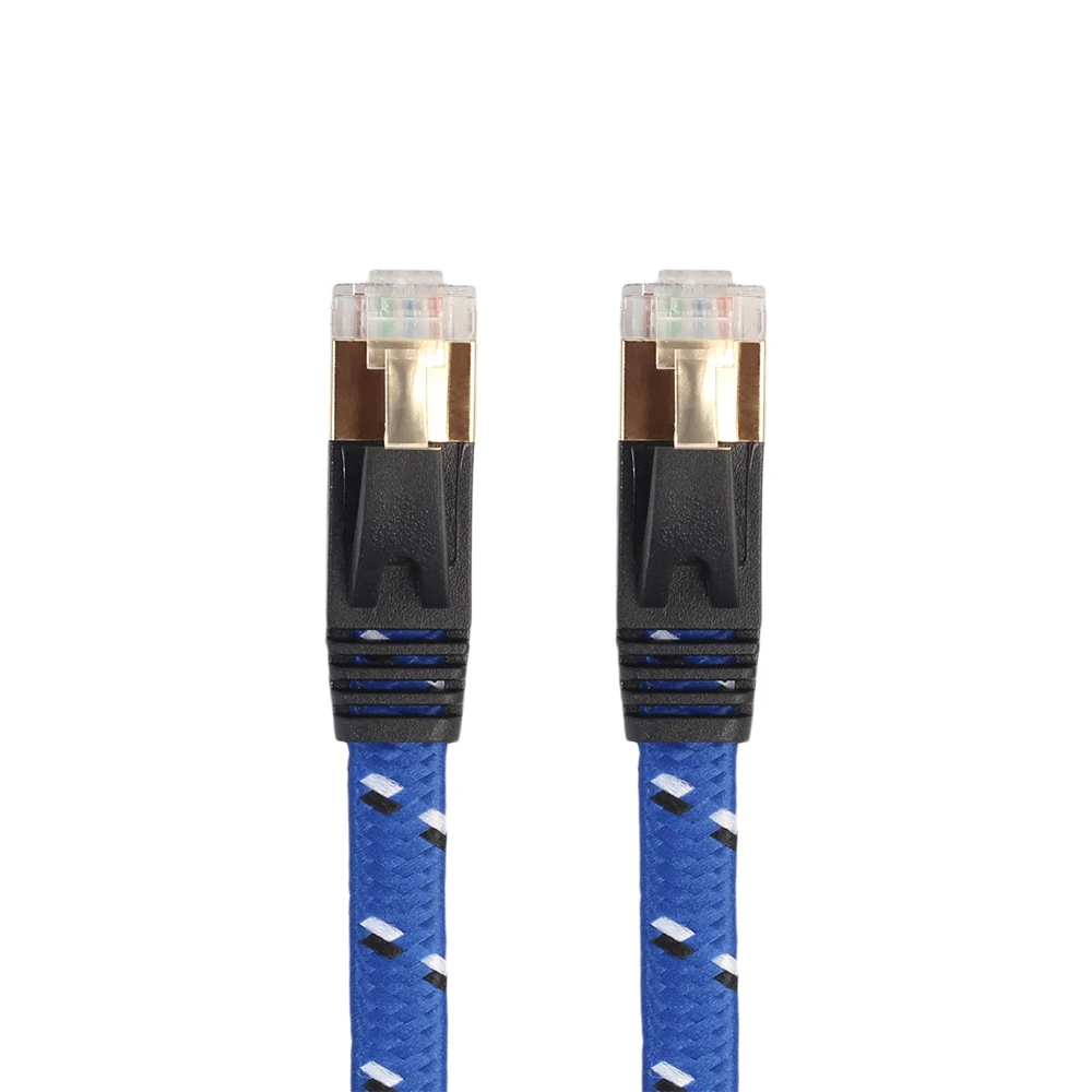 REXLIS Ткань Плетеный Ultra Flat CAT-7 10 Gigabit RJ45 кабель Ethernet для модема маршрутизатор