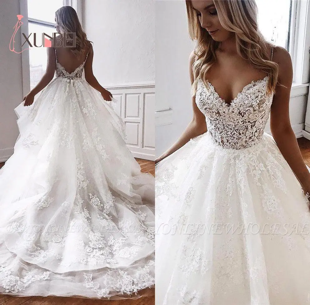 Robe de mariee Boho кружевные свадебные платья сексуальные с v образным вырезом и
