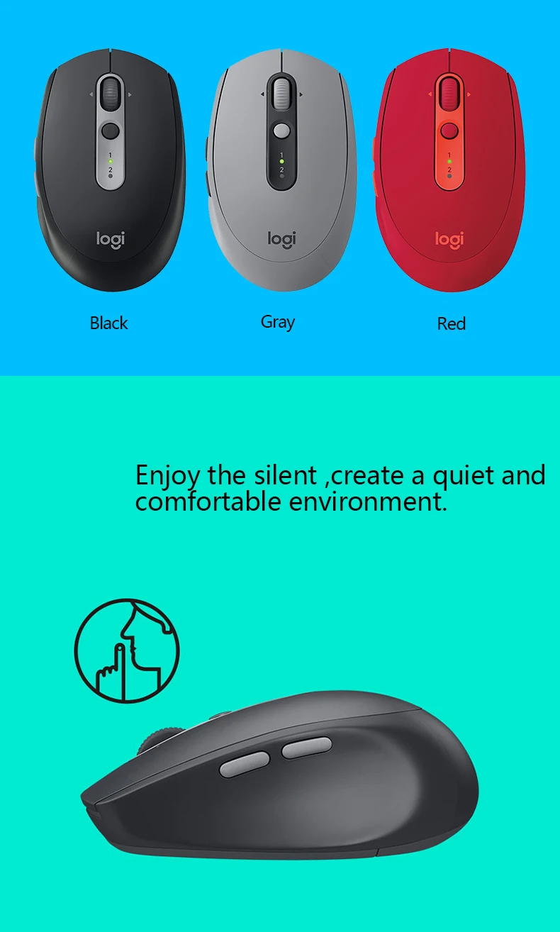 Logitech M590 Беспроводной Мышь, объединяющее Bluetooth двухрежимный 2,4G Wirelss мини немой беззвучная Мышка для компьютера ноутбука мышь
