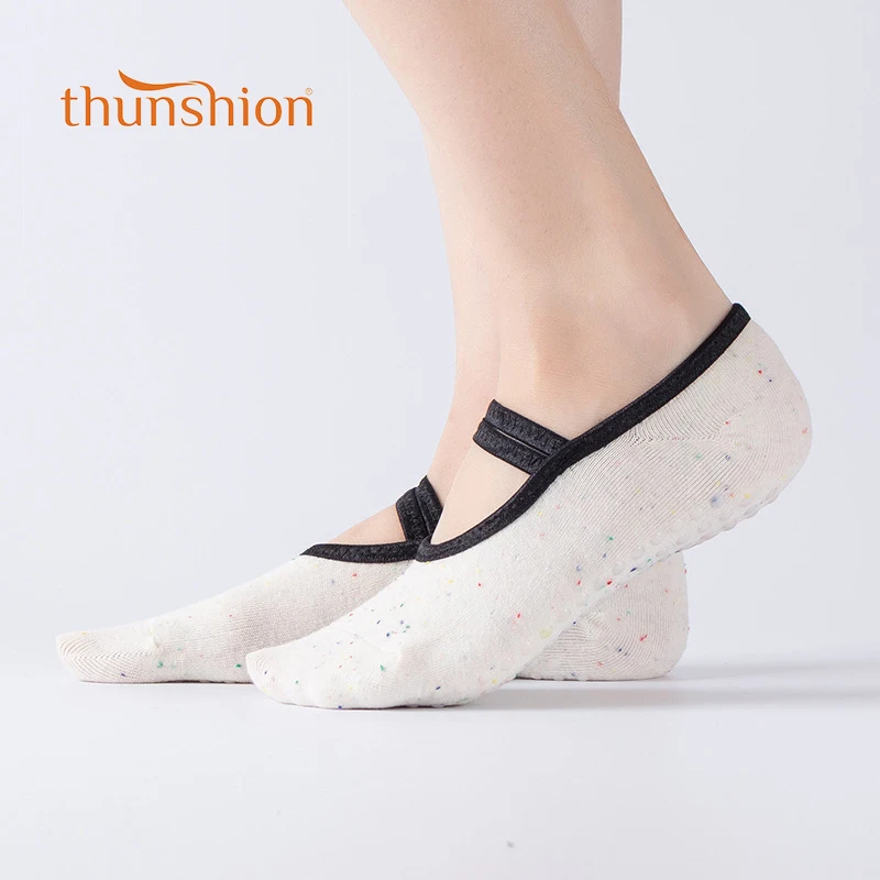 Thunshion 3 пары женские эластичные носки для йоги Нескользящие массажные модные с