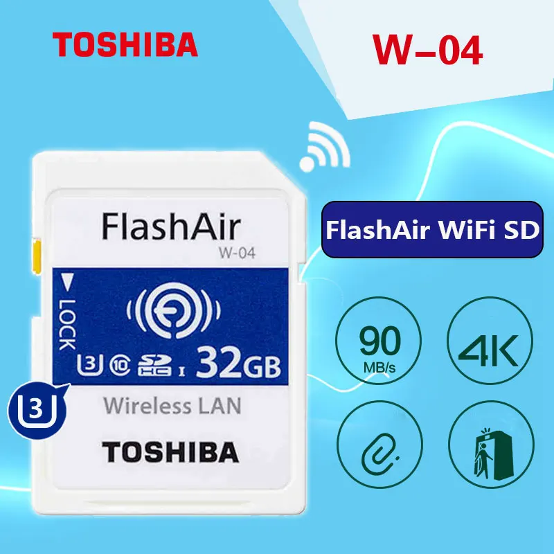 TOSHIBA Flash Air W 04 карта памяти 32 Гб 64 wifi SD 90 МБ/с./с Беспроводная SDHC Tarjeta sd WIFI Carte для