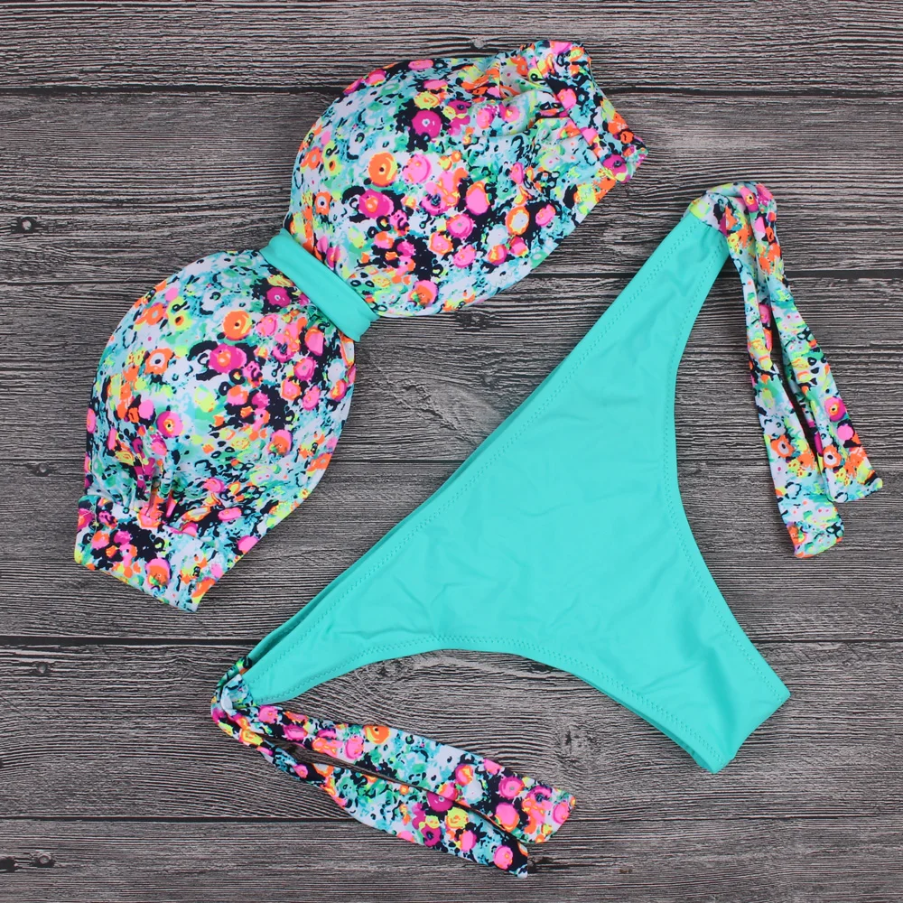 2019 женский новый пуш-ап купальник бикини с хомутом винтажный Племенной цветочный