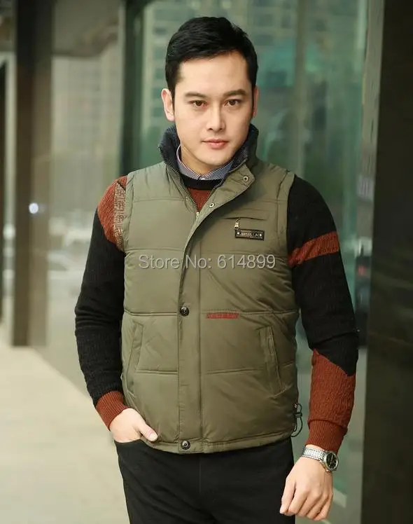 Горячая Распродажа! Новинка 2017 зимний мужской однотонный хлопковый жилет размер