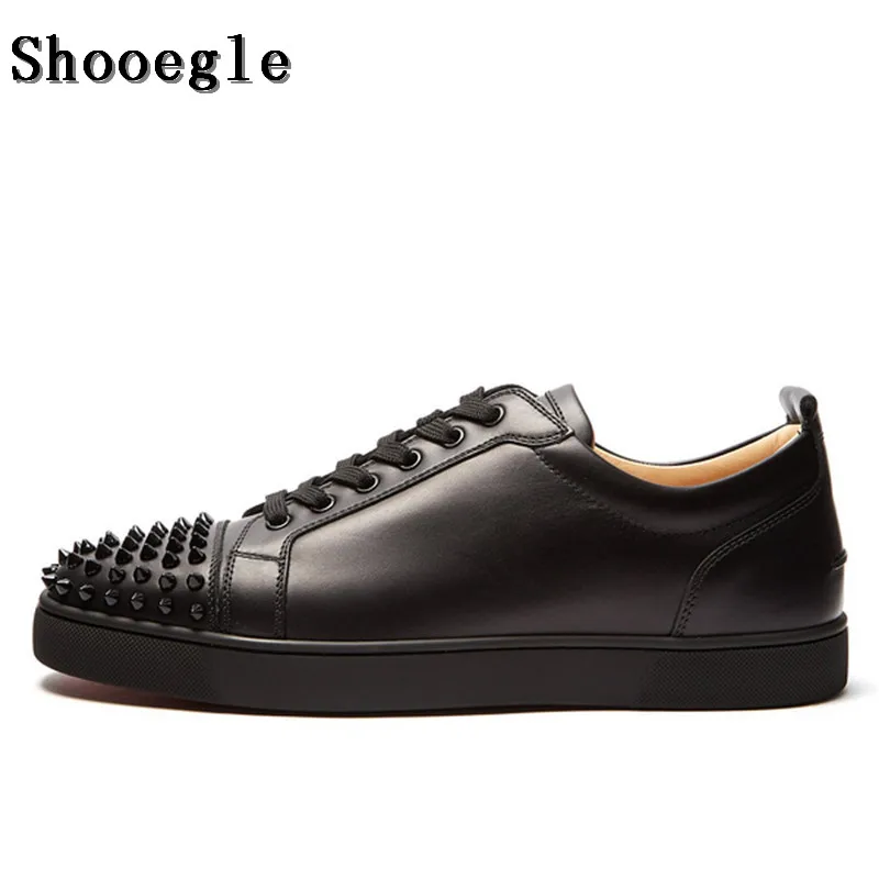 SHOOEGLE/Новинка года; модная роскошная мужская обувь с шипами; кроссовки с заклепками; повседневная мужская обувь на платформе; мужская обувь на шнуровке с низким верхом; размеры 38-46