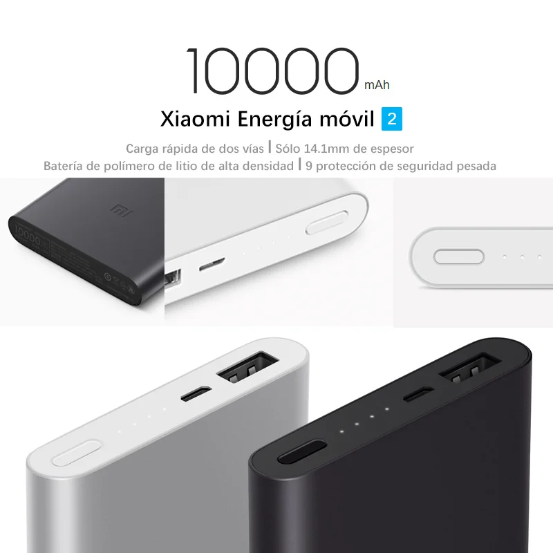 Original Xiaomi Mi Power Bank 2 10000mAh Two-way Quick Charge 14.1mm 10000 mAh Mobile Two | Мобильные телефоны и