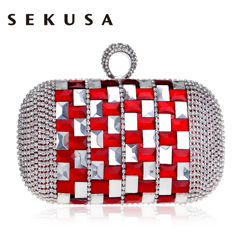 Sekusa Luxrious модные женские туфли вечерняя сумочка BS010 цепь плечо Стразы свадьбу