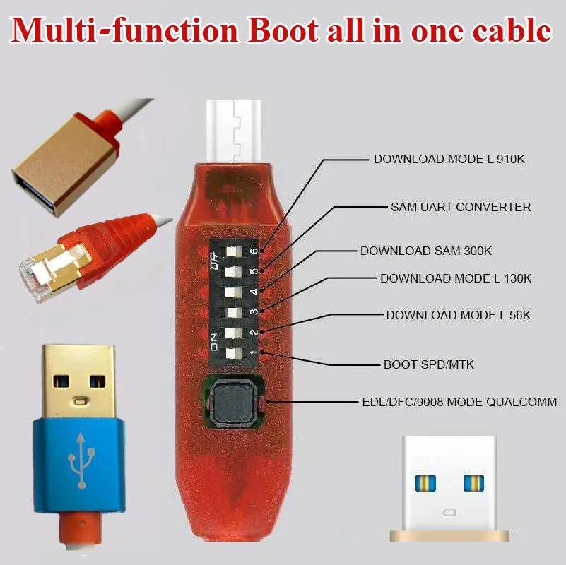 Все загрузочный кабель(легкое переключение) Micro USB RJ45 все в одном многофункциональный загрузочный кабель edl