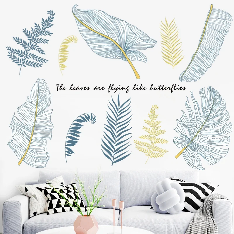 

Tropical Leaves Wall Stickers for Bedroom Living room Kids room Sofa TV Background Removable Wall Decals Art Murals Home Decor