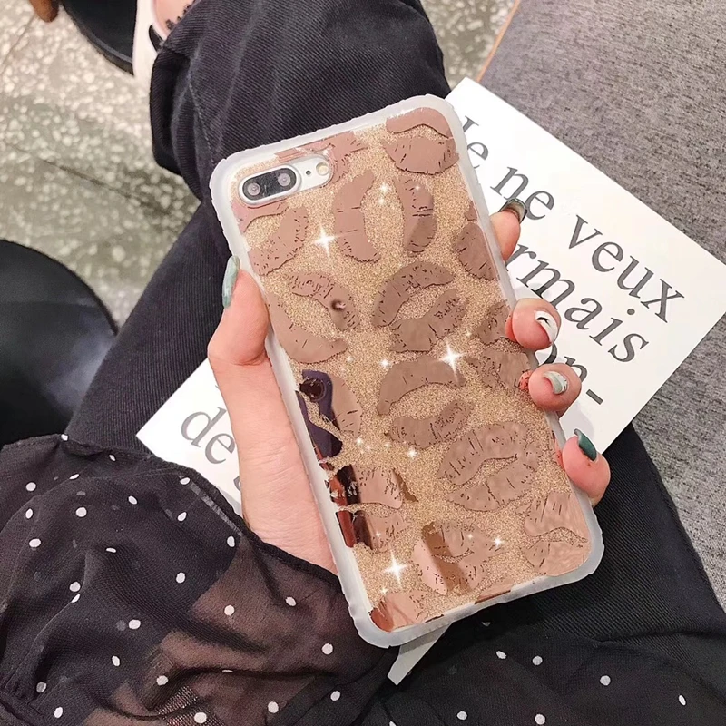 Glitter Bling Lips Kiss Printed Phone Case For iphone XS Max XR X Soft Tpu Back Cover 6 6s 7 8 plus Luxury Cases |