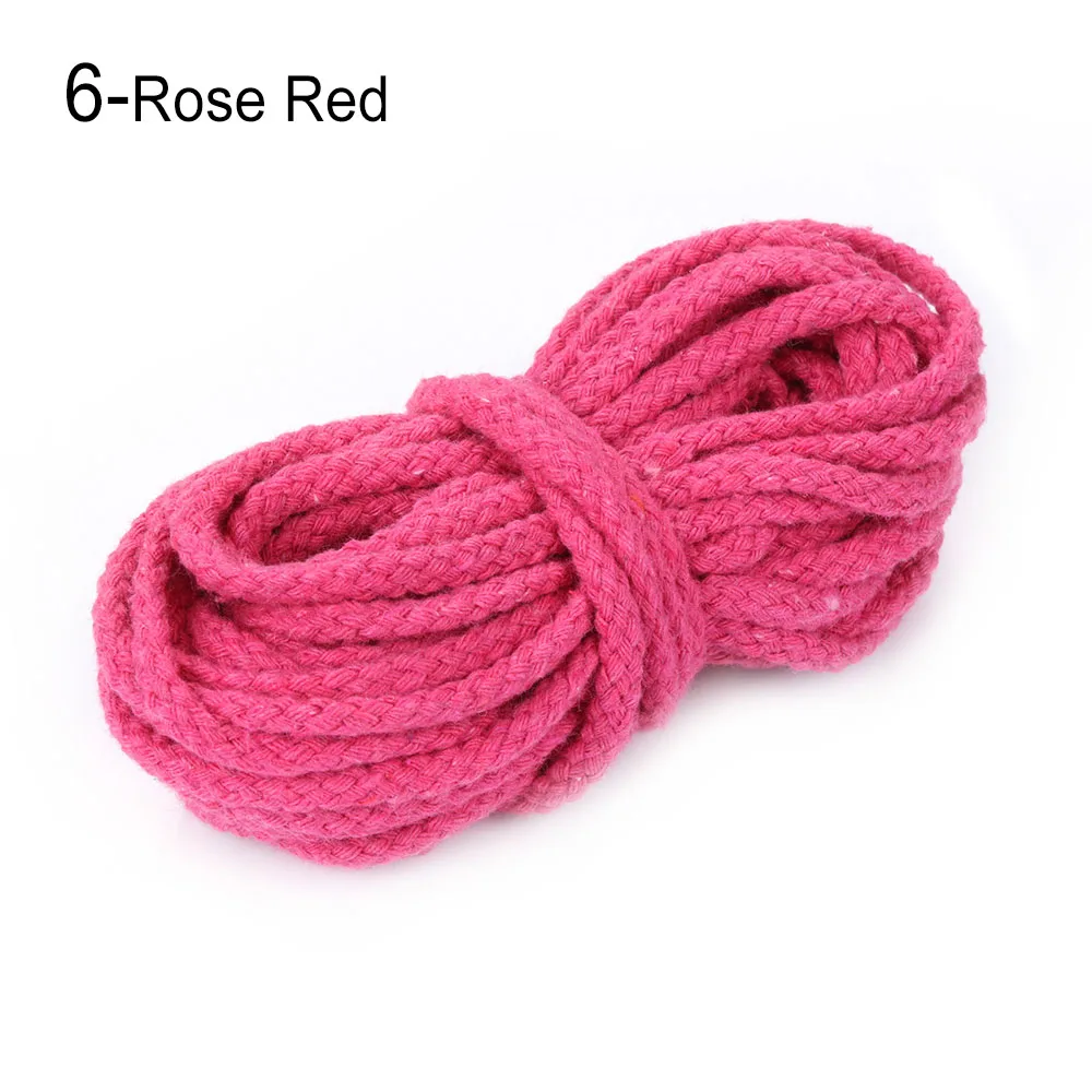 rose red 10 м/рулон хлопковой веревки, декоративный скрученный шнур для украшения ручной работы, шнурок для самостоятельного изготовления, шнурок, цветные нити - Цвет: rose red