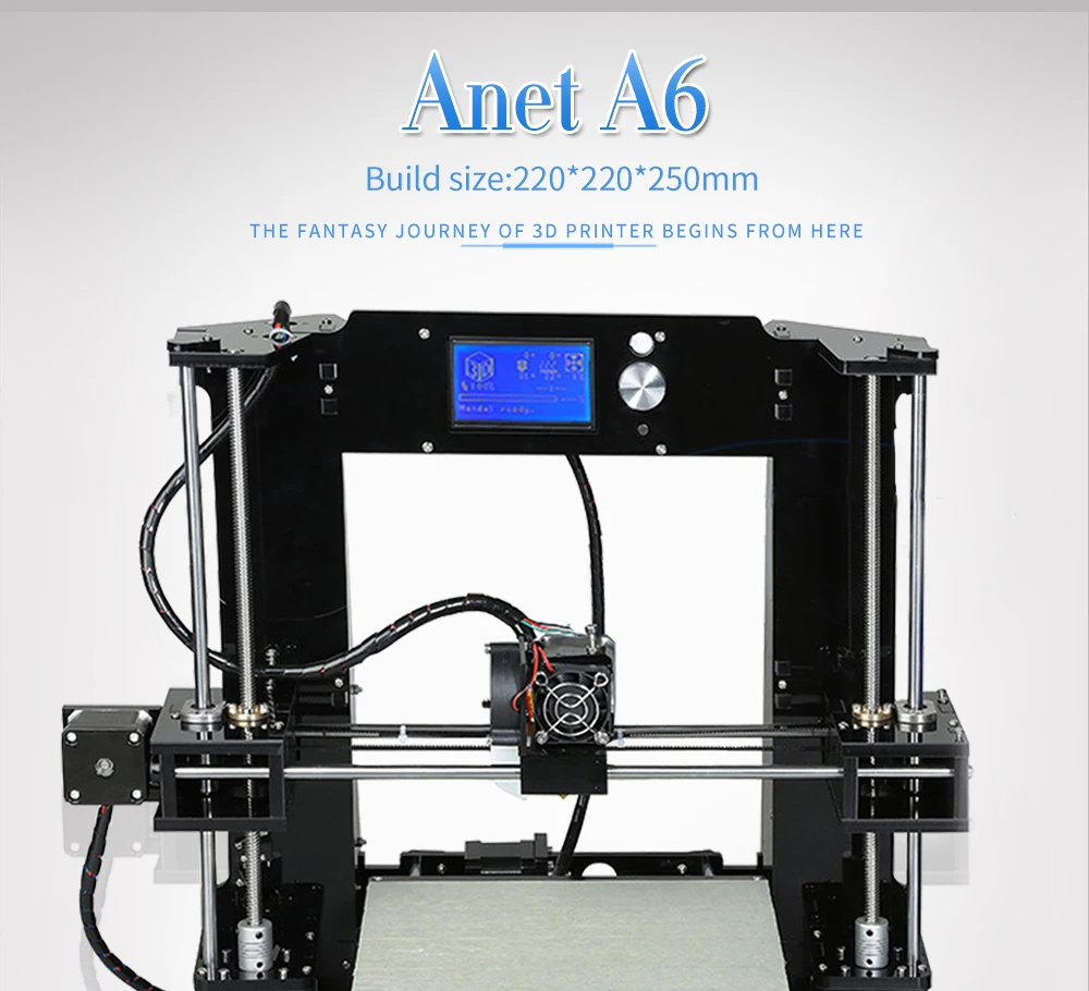 Anet A6 настольный 3d принтер, набор, большой размер, высокая точность, Reprap Prusa i3, сделай сам, 3d принтер, алюминиевая Горячая кровать, Подарочная нить, 16 ГБ, SD карта