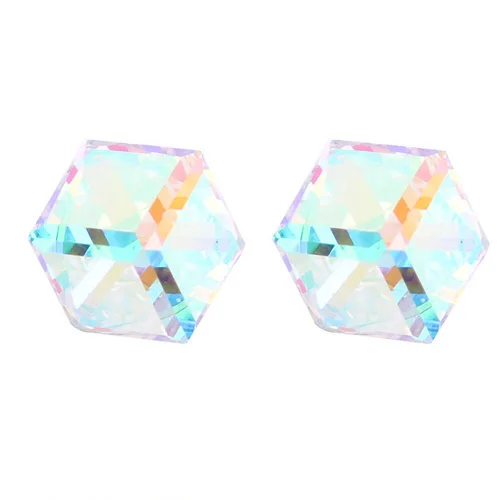 Crystal AB Бренд DAN'S ELEMENT, настоящие Австрийские кристаллы, АААА уровень, геометрические серьги-кубики для женщин, серьги-гвоздики# SE5127 - Окраска металла: Crystal AB