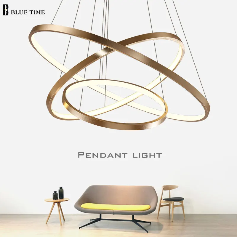 Новые современные 3 круга кольца LED простые подвесные светильники для гостиной