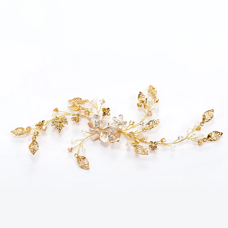 

SLBRIDAL Handmade Rhinestones Crystals Pearls Flower Wedding Headpiece Hair Vine Bridal Headband Hair accessories Bridesmaids