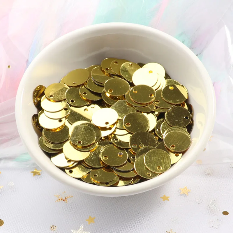 Light Gold 200 шт./лот 10 мм плоские круглые DIY пайетками Швейные Craft Cekiny блесток ткань для платья аксессуары lentejuelas costura - Цвет: Light Gold